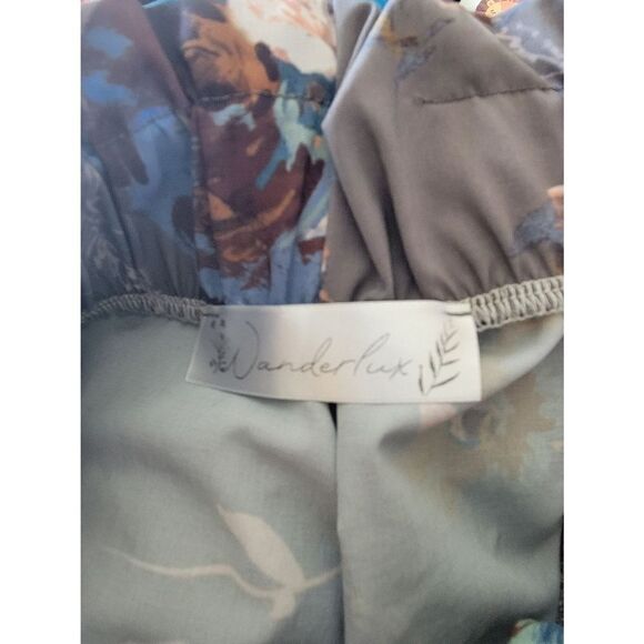 Wanderlux Floral Print Pants Gray Paperbag Waist Casual‎ Trousers Large - Picture 7 of 7